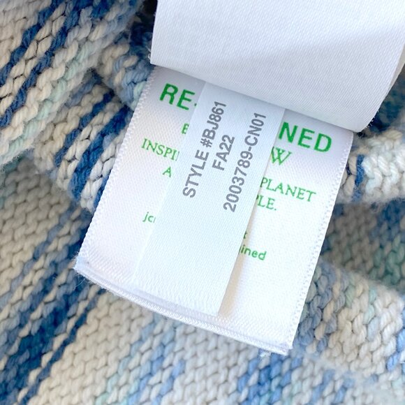 J. Crew Blue White Space Dye Marled Raglan Sleeve Cotton Knit Sweater - Picture 6 of 9